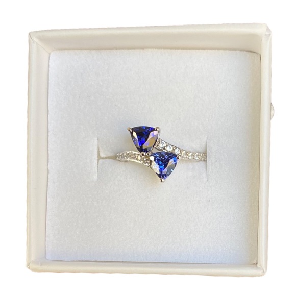 Womens Lab Created Blue Sapphire Sterling Silver Cocktail Ring, Size 6.75, NWOT - Picture 4 of 12